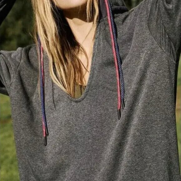 Free People Gray Hooded Long Feel Good Layer S - Picture 3 of 13